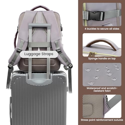 LOVEVOOK 50L Travel Backpack Carry On Airline Approved, Large Backpack with 3 Packing Cubes, TSA Travel Essentials Carry On Bag, Waterproof Weekender Overnight Luggage Daypack, Fits 18 Inch Laptop - color: H-grey-beige-hkaki, size: XLarge - 18.5 Inch - 50