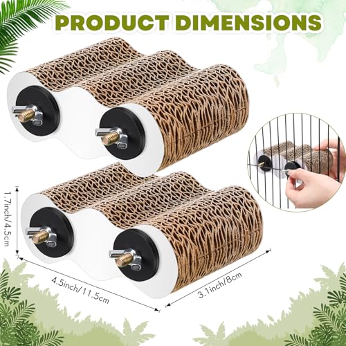 CroBlissful 2-Piece Bird Platforms for Macaws, Small Parakeets, Conures, Budgies; Brown Corrugated Paper; Bird Perch, Chew Toy, & Playground - size: Small