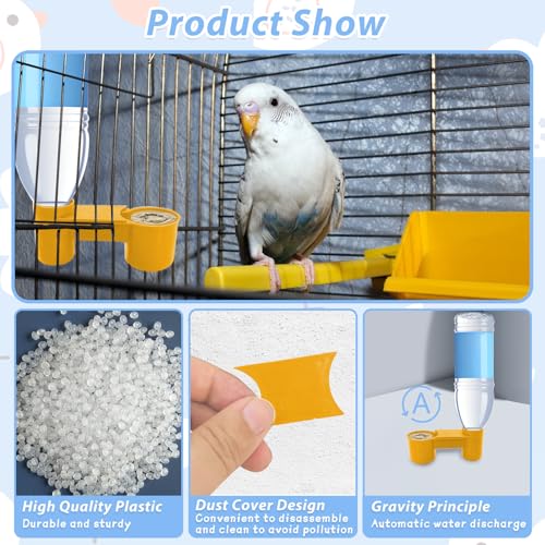 kathson 20 Pcs Bird Drinker Feeder Plastic Soda Pop Water Bottle Cup Ideal for Chicken Pigeons Birds Feeder Trough Animal Feeding Accessories(Yellow) - color: Yellow