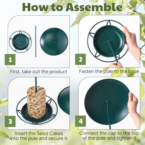 2 Pcs Cylinder Bird Feeder Outdoor Seed Cake Feeder Metal Suet Cake Holder Backyard Wild Bird Feeding Feeders for Outdoors Garden (Dark Green) - color: Dark Green