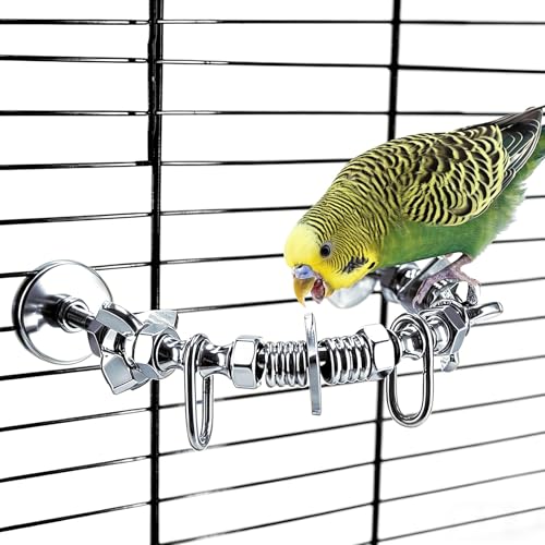 4.5 * 4inch Stainless Steel Parrot Perch with Chew Toys, U-Shaped Metal Bird Perch Stand, Easy Install, for Large and Medium Birds