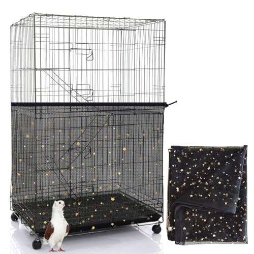Bird Cage Seed Catcher, 60-118'' Large Bird Cages Cover, 31.5'' H Adjustable Nylon Bird Cage Mesh Net, Soft Airy Bird Cage Skirt Guard Accessories for Parrot Parakeet Macaw (Black) - color: Black, size: Large