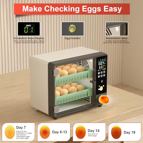 Egg Incubator for Hatching 24 Chicken Eggs |84 Quail Eggs | Precise Temperature & Humidity Control, Adjustable Rollers for Duck,Goose,Pigeon Egg, Auto Egg Turning,Water Refilling