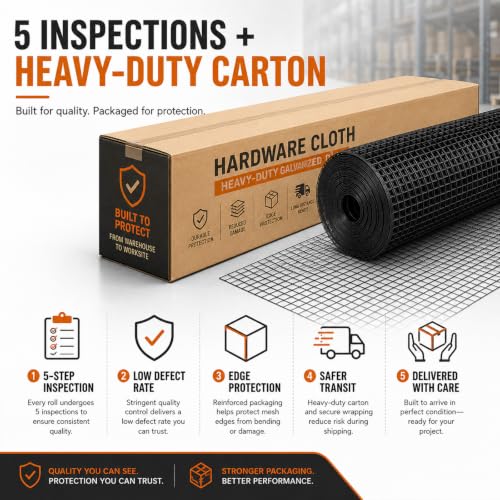 HORCH Black Hardware Cloth 1/4 inch 36 x 100 ft 23 Gauge | Chicken Wire Mesh Roll, Chicken Wire Fencing, Wire Fence Roll, Wire Mesh Fence, Mesh & Wire Cloth, Rat Wire, Hardware Mesh - size: 1/4'' x 36'' x 100'