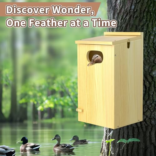 Duck House, Solid Wood Duck Houses for Outside, Included Hanging Rope, Outdoor Duck Nesting Box for Pond, 22" H x 10" D x 10" W, Nesting Pads Not Included