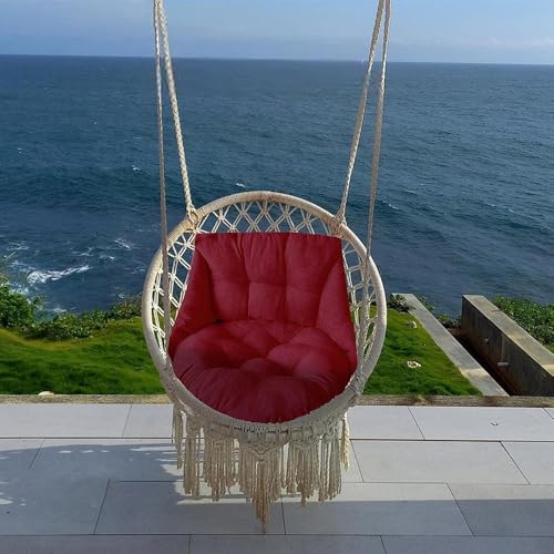 Hammock Chair Cushion, Hanging Basket Egg Chair Cushion Round Seat Thick Nest Back Pillow for Patio Garden Swing Chair Seat Pads (Only Pads) (Red) - color: Red
