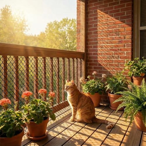 Plastic Wire Mesh Fence Roll, GENNIZZ 35.4IN x 50FT Plastic Chicken Wire Mesh, Balcony Garden Netting Fencing Barrier for Cat Dog (0.9m x 15m) - size: 35.4IN x 50FT