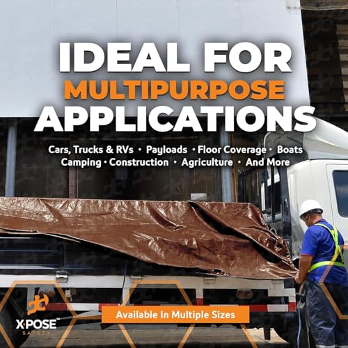 Xpose Safety 8' x 10' Ultra Heavy Duty Tarp (6-Pack) - 20 Mil Waterproof Tarps for Camping, Outdoor Adventures & Tent Cover, UV Protection, Reinforced Corners, All-Weather Durability - size: 8' X 10' (6 Pack)