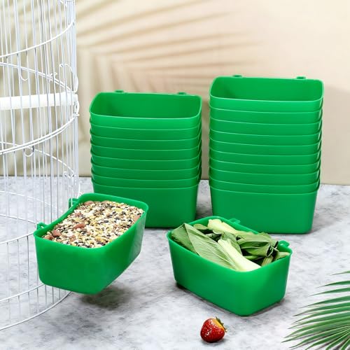 Zhehao 20 Pcs Bird Cage Cups Chicken Feeder Waterer Cups 18 oz Pigeon Feeder Plastic Poultry Wire Cage Hanging Chicken Water Bowl for Pet Bunny Poultry(Green) - color: Green