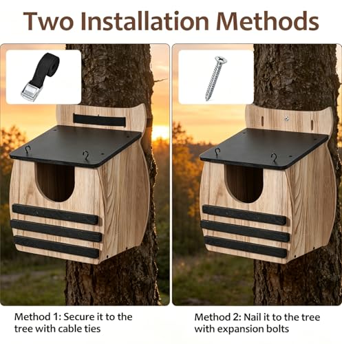 Owl House for Outdoors, Large 16.14" Owl Box Wooden Nesting Box for Outside | Weatherproof for Screech, Barred, Barn & Great Horned Owls, Durable Wildlife Shelter Bird House Box with Easy Assembly