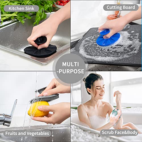 Silicone Dish Scrubber, Non-Scratch Scrub Spong for Washing Dish, Pot, Pan | Kitchen Silicone Sponge, Fruit & Vegetable Cleaning Brush, Reusable Dishwashing Scrubber, Suction Up Hang, 1 Pack, Gray - color: 1pcs Gray