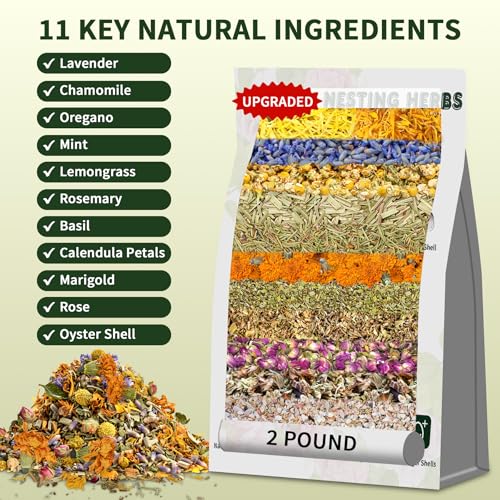 BGraceyy Chicken Nesting Herbs 32 oz – 11 Natural Dried Herb Blend with Marigold for Chicken Coop & Roost Refresh, Nesting Box & Dust Bath, Supports Natural Nesting Behavior - size: 32 ounce