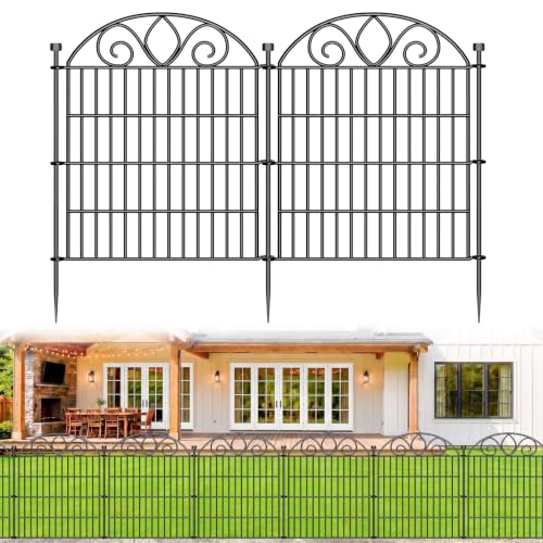 No Dig Garden Fence Outdoor for Yard, 10 Panels | 28in(H) x19.6ft(L) Rustproof Metal Animal Barrier, Temporary Dog Fence, Decorative Fencing for Flower Bed, Patio, and Pet - size: 28 in(H) X 19.6 ft(L)