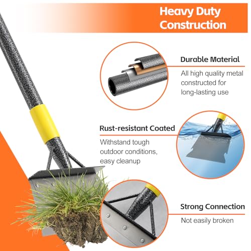 Floor Scraper Long Handle - Weed Scraper Tool,Multifunctional Garden Cleaning Flat Shovel,Heavy Duty Metal Sharp Blade for Lawn Edging,Sidewalk Weeding,Driveway Steps Snow Shovel Ice Removal 60" - size: 60"