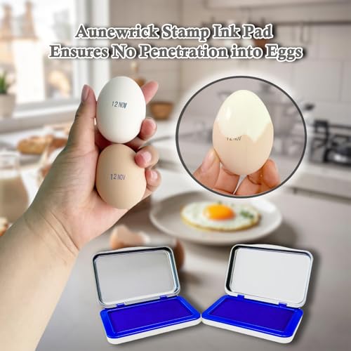2PCS Egg Date Marking Stamp Ink Pad, 2.95 x 2.16 inches, for Fresh Eggs (Blue) - color: 2 Blue