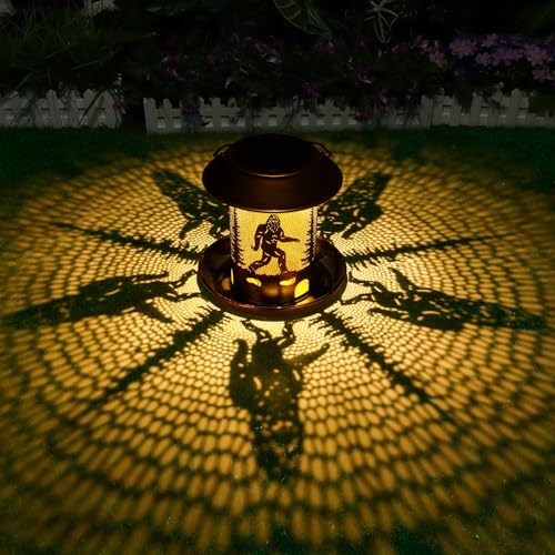 Bigfoot Bird Feeders for Outdoors Solar Lanterns Outdoor Waterproof Hanging | Garden Decor Birthdays for Women Mom Metal Solar Decoration Outside for Yard, Patio, Lawn (sasquatch ) - size: Bigfoot-1 Pack