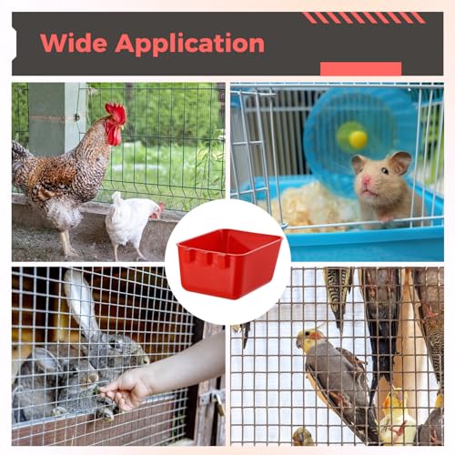 20 Pcs Cage Cups 16 oz Chicken Feeder Waterer Birds Feeders Hanging Bunny Cage Feeder Chicken Water Bowl Feeding Seed Bowl for Pet Parrot Rooster Parakeet Gamefowl Poultry Pigeon Wire Cage - color: red