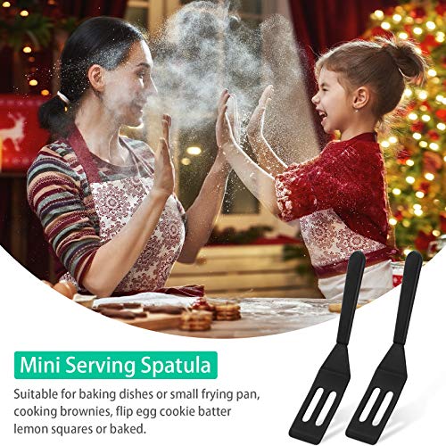 Mini Brownie Serving Spatula Flexible Nonstick Silicone Serve Turner Heat-Resistant Cookie Slotted Spatula for Flip Egg in Small Frying Pan Cookie Batter Lemon Squares (Black,2 Pieces) - color: Black