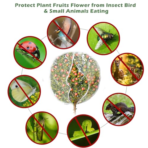 10 x 10ft Extra Large Fruits Tree Netting, Garden Mesh Insect Tree Cover with Zipper Drawstring Bird Barrier Net Plant Bag Blueberry Bushes Protection Plant Cover for Prevent Animals Deer Squirrel Bug - size: 10×10Ft/ 1pcs/ zipper