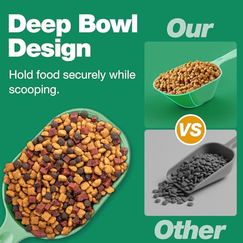 Dog Food Scoop 2 Pack, Pet Cup Capacity Cat Food Scooper With Measuring Lines For Dog, Puppy and Cat Coffee Bean, Flour Scoop Light Green - color: Light Green