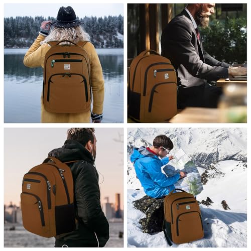 Laptop Backpack,Business Travel Anti Theft Slim College Backpack | Water Resistant Durable Computer Bag Gift for Women & Men Fits 15.6 Inch Laptop and Notebook - Brown - color: Brown, size: 15.6 Inch, style: Laptop