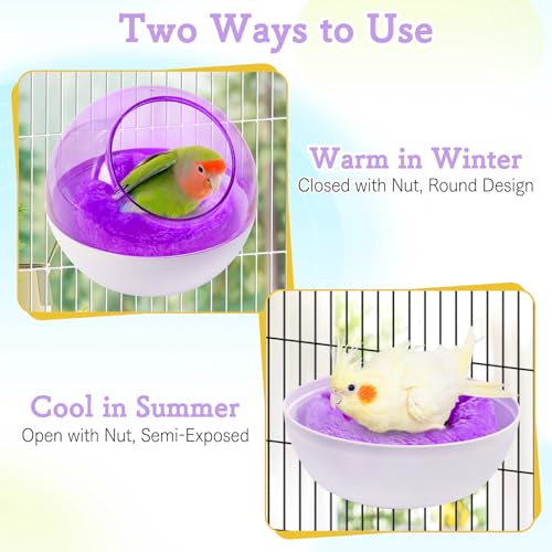 kathson Plastic Bird Nest Chewproof Small Bed with mat Hanging House Hut Bird Cage Breeding Hatching Nest Washable Parakeet Nest for Parrot Budgie Love Bird Canary (Purple) - color: Purple