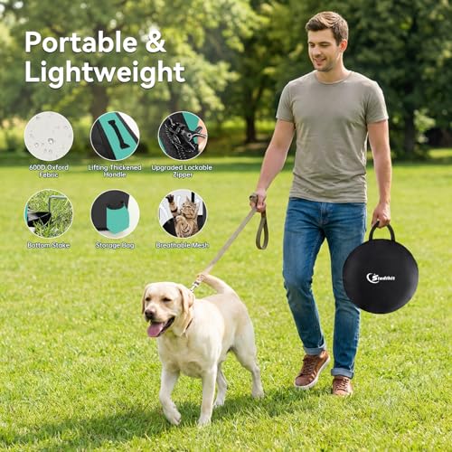 Siedihit 35" Dog Playpen,Cat Puppy Pen, Pet Portable Crate Indoor Outdoor | Durable Travel Camping Use,Foldable Dog Kennel Tent Cage for Rabbit Small Animals with Carrying Case (Green, Large) - color: Green, size: Large