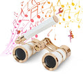 Aomekie Opera Glasses Binoculars 3X25 Theater Glasses Lorgnette Mini Binocular Compact with Handle for Adults Women in Musical Concert（White） - color: White with Handle