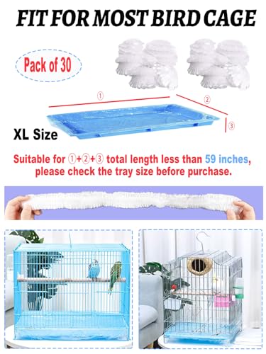 Large Disposable Bird Cage Tray Liners，34'' X 22'' Plastic Parakeet Cage Liner Bag - 30 Pcs Birds Cage Bottom Liner Universal Film Bird Cage Accessories for Finches Canaries Cockatiels Birdcage - size: 30PCS