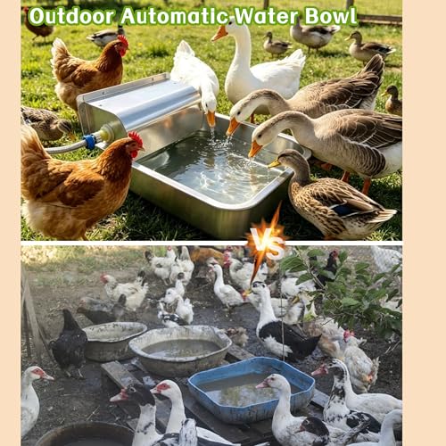 Stainless Steel Automatic Dog Water Dispenser,Adjustable Float Valve | 3 Gallons Indoor&Outdoor Dog Water Bowl Self-Filling Water Auto Fill for Dogs Livestock Chicken,Anti Tip, Wide Drinking Area - size: Large - Adjustable Water Level