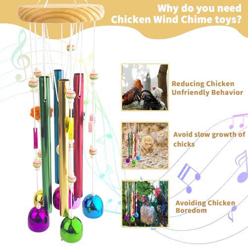 Chicken Toys for Coop, Chicken Wind Chime Enrichment Toys, Hanging Chick Peck Toy with Colorful Bells, Home Garden Musical Coop Accessories, Coops Toy for Hens Chicks Poultry Birds Parrots - style: A