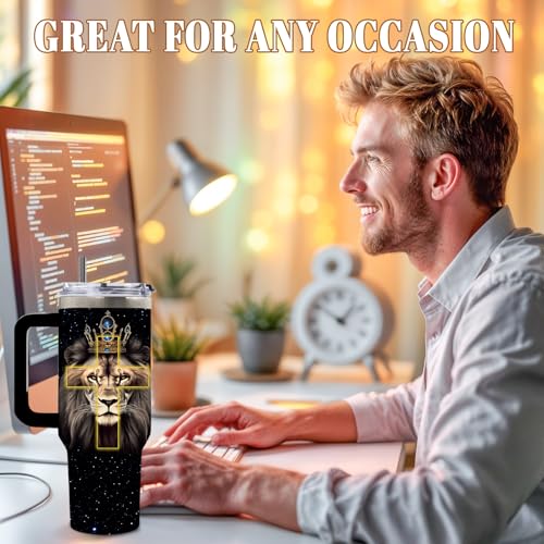 DUUV Faith over Fear Tumbler 40oz, Insulated Christian Gifts for Women Man | Lion Cross Tumbler Leakproof, Religious Inspirational Gift for Man Son, Let Your Faith Be Bigger Than Your Fear, 1 Pack - color: Lion Faith