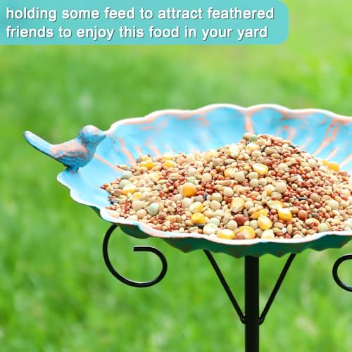 Metal Bird Bath for Outdoors, Birdbath with Metal Stake Garden Decor | 34 inch Height Outdoor Metal Bird baths, Bird Feeder with Metal Stake for Outside Garden Yard Lawn Decor
