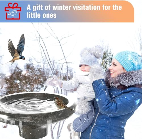 Bird Bath Heater for Outdoors in Winter, Birdbath Water Heater 120 W Pond De-Icer, Bird Bath Deicer Full-Covered Aluminum, Birdbath Heater Thermostatcally Controlled Auto Shut Off for Winter