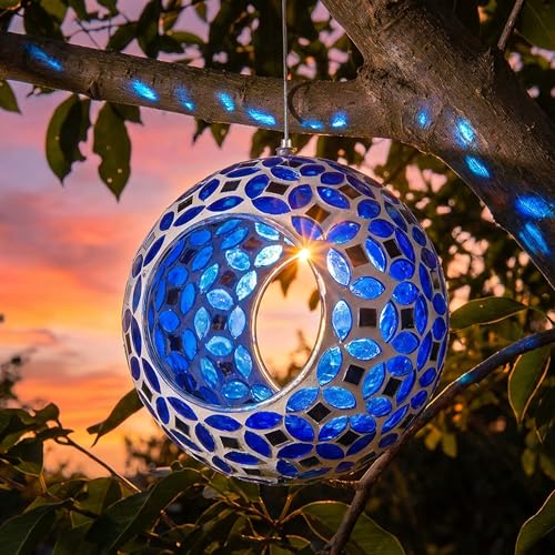 Sunnydaze Mosaic Glass Bird Feeder, Fly-Through, Lavender Mosaic | 6" Small Unique Hanging Bird Feeder for Outdoors, Drainage Hole, Weather-Resistant, Birdfeeder for Cardinals, Jays, & Finches - color: Lavender Mosaic