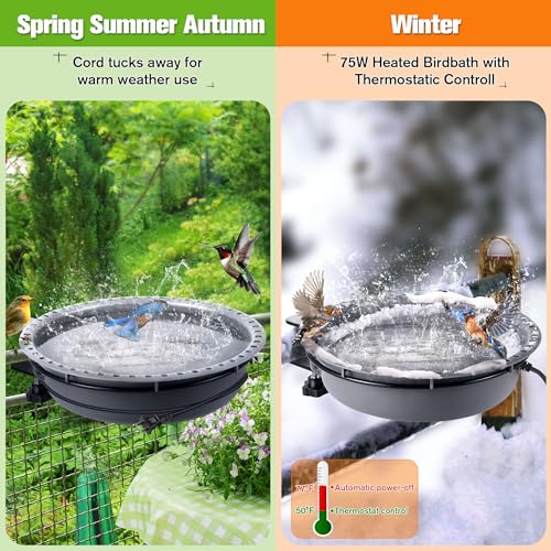 Bird Baths for Outdoors, Bird Bath Bowl Water Feeder Outdoor for Hummingbirds for Garden Yard Patio Lawn, Ideal for Attracting Birds(Deck Mounted Style) - style: Deck Mounted Style