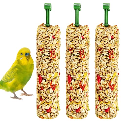Parakeet Treats Sticks 3 PCS Bird Cereal Treat Natural Parrot Chewing Toys for Cockatiel Conure Lovebird Budgie Canary Finch(6.7inches,2.12ounce)