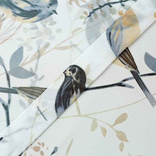 Botanical Birds Print Sheer Curtains, 52 x 63, Grey, 1 Panel, Gray | Soft Smooth Feel, Airy Window Drapes, Nature Inspired Design, for Living Room and Dining Room Windows - color: Grey-sheer, size: 52"W x 63"L (Pack of 1)