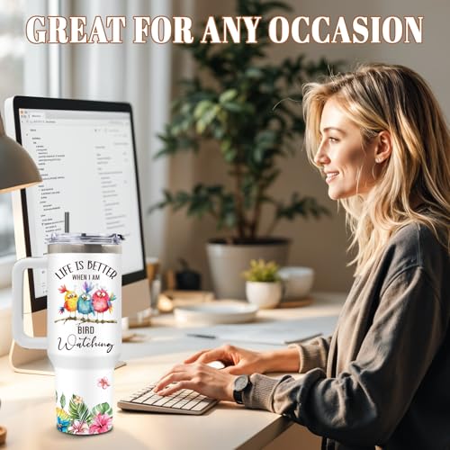DUUV Bird Watching Tumbler 40oz, Insulated Birds Lover Gift for Women | Funny Bird Lover Cup Leakproof, Birds Watching Gift Mug, Birthday Christmas Ideal Gifts for Birders Lovers Women Man, 1 Pack - color: Three Birds