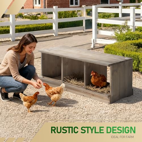 Outvita Nesting Boxes for Chickens 3 Compartments, Wood Chicken Nesting Box Wall Mount, Versatile Use Nest Box for Chicken Coop, Easy to Assemble for Chickens, Hens, Ducks - color: 3 Compartments