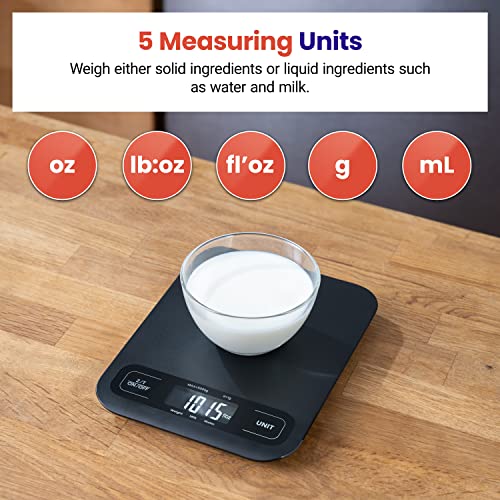 Etekcity Food Kitchen Scale, Digital Grams and Ounces, Large | Tare function, ideal for baking, weight loss, keto, meal prep, packages, liquids and jewelry, Black - color: Black