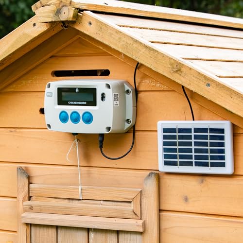 ChickenGuard Automatic Chicken Coop Door Opener, Power by Solar/Batteries/Electric. Strong Motor Lifts 2kg; Timer/Light Sensing; Motor Units only or Combination Kits (PRO + Solar Kit) - size: PRO + Solar Kit