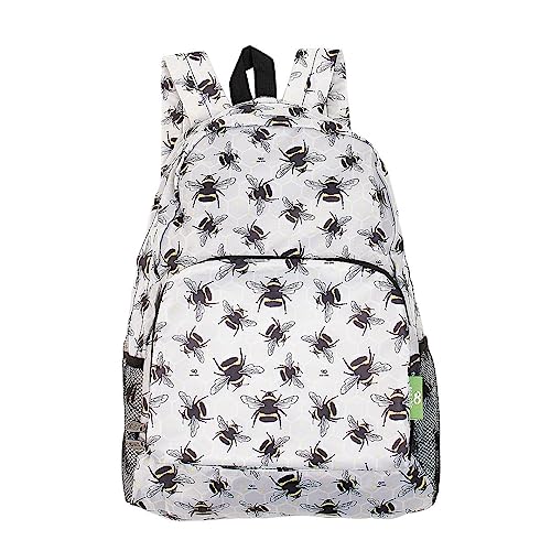 ECO CHIC Hiking Lightweight Packable Backpack - Foldable Daypack for Travel & Hiking & Outdoor Adventures - Waterproof Backpack from Recycled Materials (Bumble Bees Grey) - color: Bumble Bees Grey