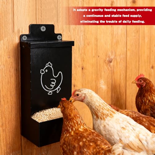 Automatic Chicken Grit Feeder Metal Oyster Shell Feeder with Lid, Chickens Coop Accessories Improve Eggshell Quality and Hen Health(Color:2 pcs)