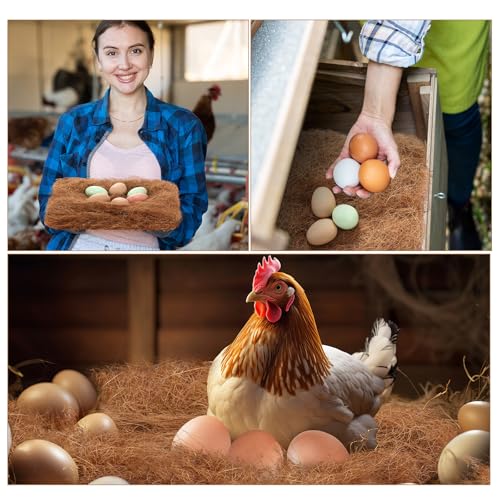 Yerliker Chicken Nesting Box Pads Laying Hen Chicken Coop Bedding,12 Pack | Chicken Laying Hens Pads, Coconut Fiber Henhouse Nesting Boxes Bulk, for Chicken Accessories Supplies