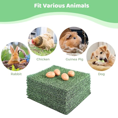 8 Pcs Chicken Nesting Pads, Washable Nesting Box Liners for Chicken Coop, Reusable Plastic Nest Box Pads with 4 Pcs Fake Wooden Eggs, Chicken Laying Mats, 12×12×0.8 inch - color: Green x 8