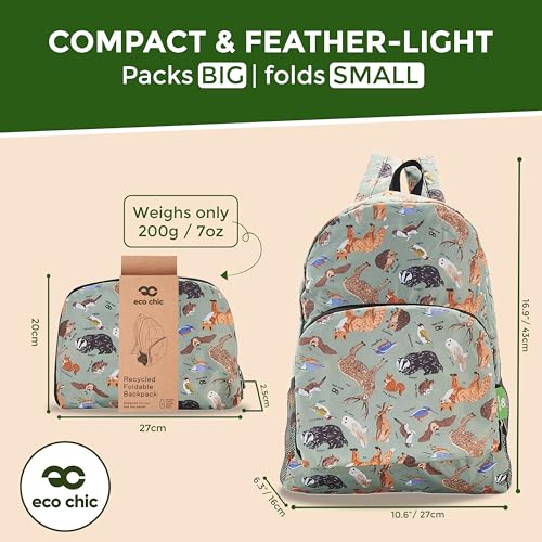 ECO CHIC Hiking Lightweight Packable Backpack - Foldable Daypack for Travel & Hiking & Outdoor Adventures - Waterproof Backpack from Recycled Materials (Woodland Olive) - color: Woodland Olive
