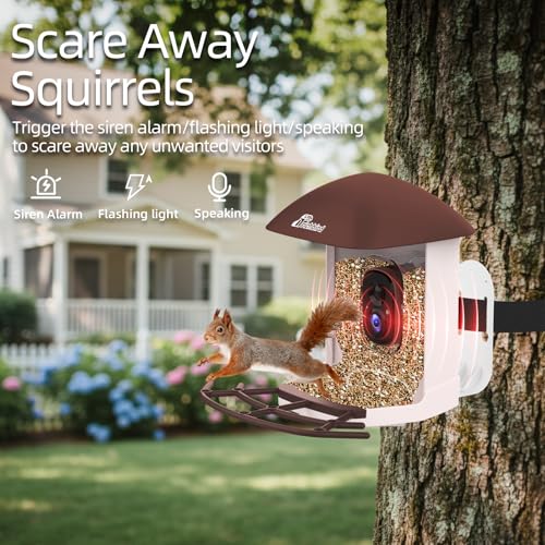 Smart Bird Feeder with Camera Solar Powered, 2.5K UHD Birdwatching Cam | with Free AI Bird Identification, Instant Notifications & Auto Video Capture, for Mom Dad Birdlovers, Brown - color: Brown
