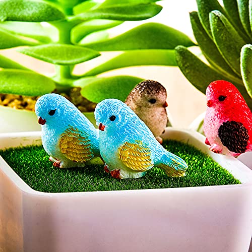 Skylety 16 Pieces Miniature Bird Figurines Dollhouse Simulation Decorative Bird Figures Cute Animal Model for Garden, Miniatures Moss Decoration, Micro Landscape