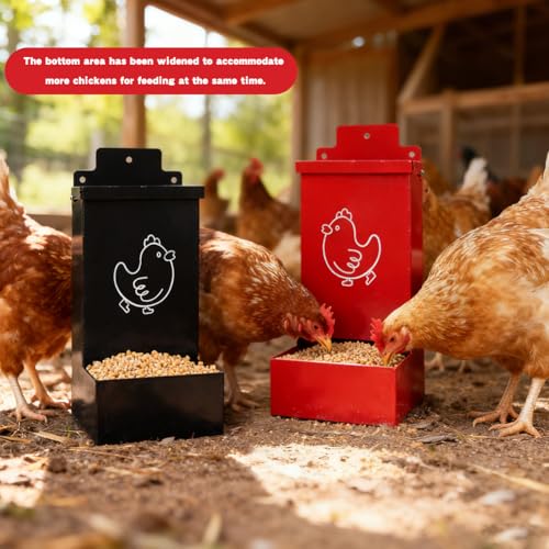 Automatic Chicken Grit Feeder Metal Oyster Shell Feeder with Lid, Chickens Coop Accessories Improve Eggshell Quality and Hen Health(Color:2 pcs)